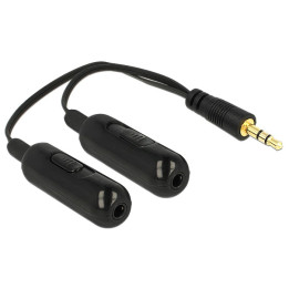 DeLOCK 0.19m, 3.5mm 2x3.5mm cabo de áudio 0,19 m Preto