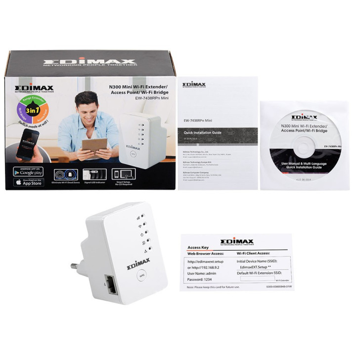 Edimax EW-7438RPn Mini Transmissor de rede Branco