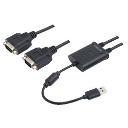 LogiLink AU0031 cabo de interface adaptador de género USB 2.0 2xRS-232 Preto