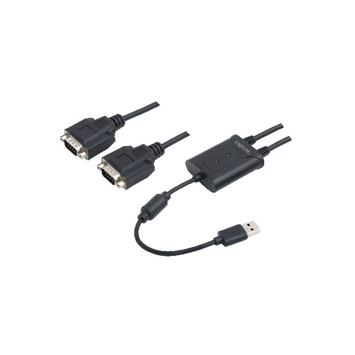 LogiLink AU0031 cabo de interface adaptador de género USB 2.0 2xRS-232 Preto