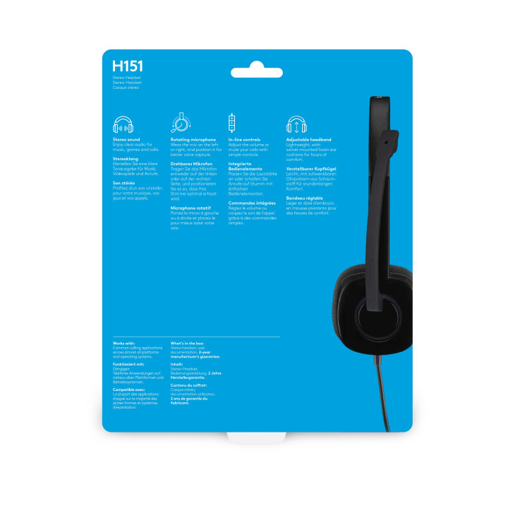 Logitech H151 Conjunto de auscultadores e microfone acoplado Fita de cabeça Preto