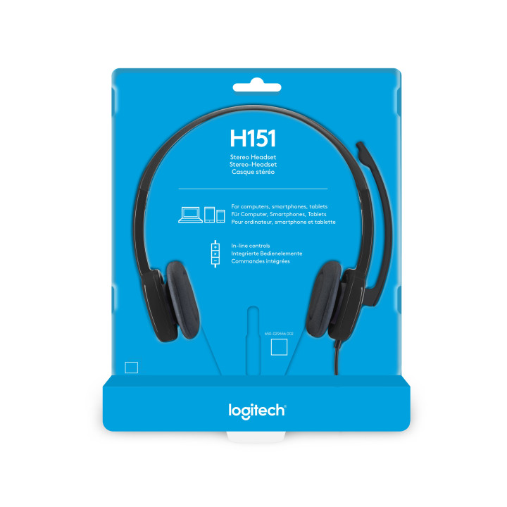 Logitech H151 Conjunto de auscultadores e microfone acoplado Fita de cabeça Preto