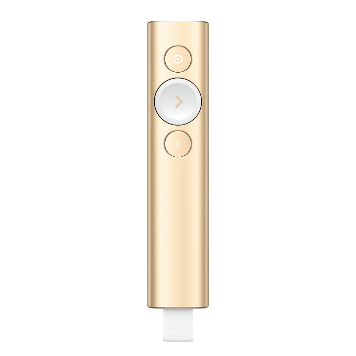 Logitech Spotlight comando para apresentações Bluetooth RF Dourado