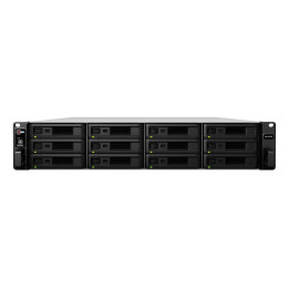 Synology RX1217RP baía de discos Prateleira (2U) Preto, Cinzento