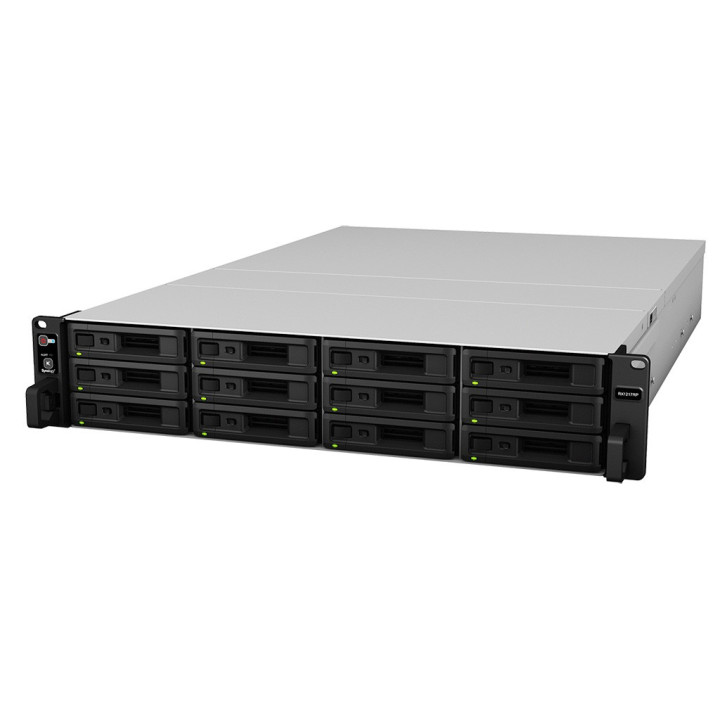 Synology RX1217RP baía de discos Prateleira (2U) Preto, Cinzento