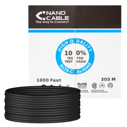 Nanocable 10.20.0504-EXT-BK cabo de rede 305 m Cat6 U UTP (UTP) Preto