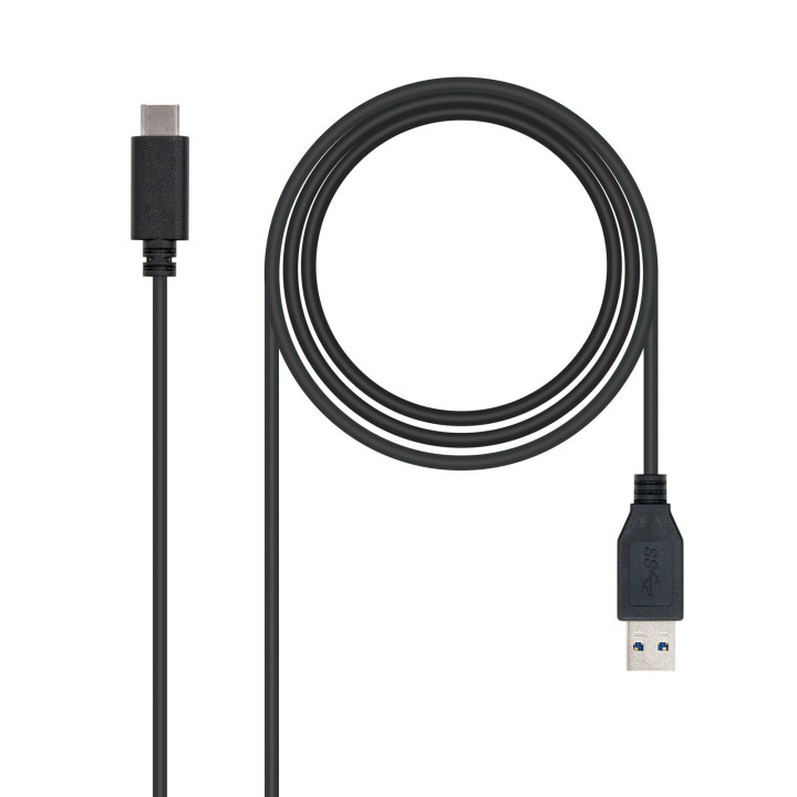 Nanocable USB 3.1, 1m cabo USB 3.2 Gen 2 (3.1 Gen 2) USB C USB A Preto