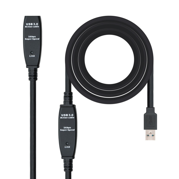 Nanocable 10.01.0313 cabo USB 15 m 3.2 Gen 1 (3.1 Gen 1) USB A Preto