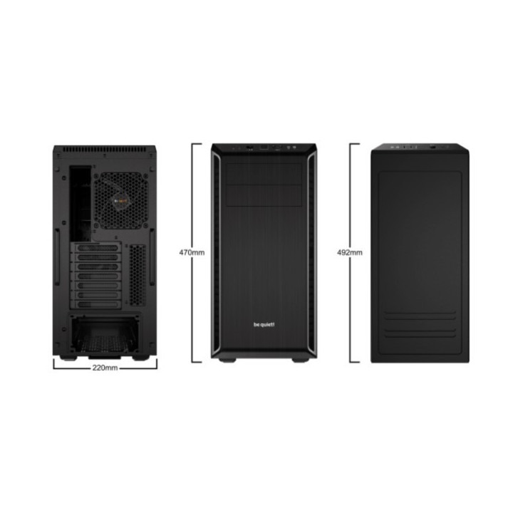 be quiet! Pure Base 600 Torre-Midi Preto, Prateado 