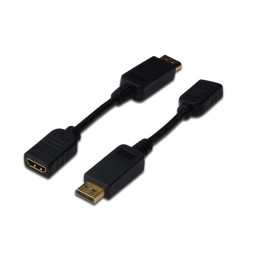 ASSMANN Electronic AK-340408-001-S adaptador de cabo de vídeo 0,15 m DisplayPort HDMI Type A (Standard) Preto