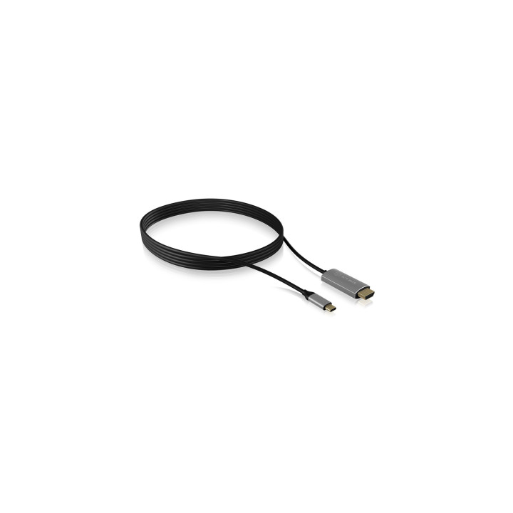 ICY BOX IB-CB020-C USB TYPE-C TO HDMI CABLE18 M 4K AT 60 HZ cabo HDMI 1,8 m USB C HDMI Type A (Standard) Preto, Dourado,