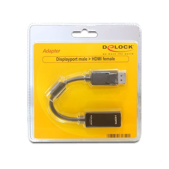 DeLOCK 61849 cabo de interface adaptador de género DisplayPort M 19-p HDMI F Preto