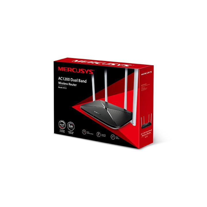 Mercusys AC12 router sem fios Dual-band (2,4 GHz   5 GHz) Fast Ethernet Preto