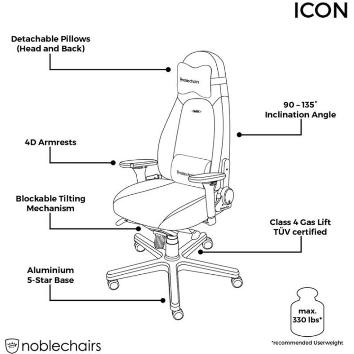 noblechairs Cadeira ICON PU Leather Preto [NBL-ICN-PU-BLA]