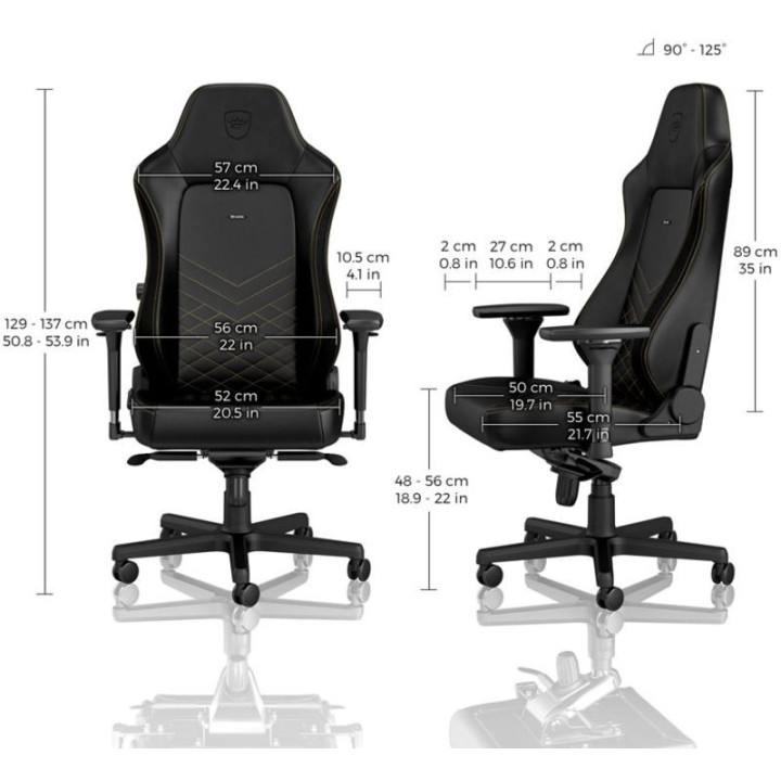 noblechairs Cadeira HERO PU Leather Preto / Dourado 