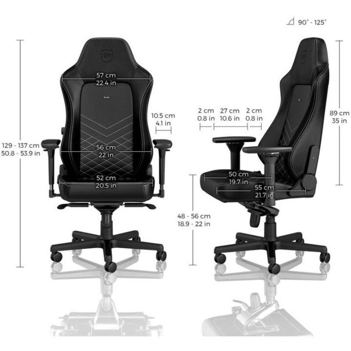 noblechairs Cadeira HERO PU Leather Preto / Branco Platina [NBL-HRO-PU-BPW]