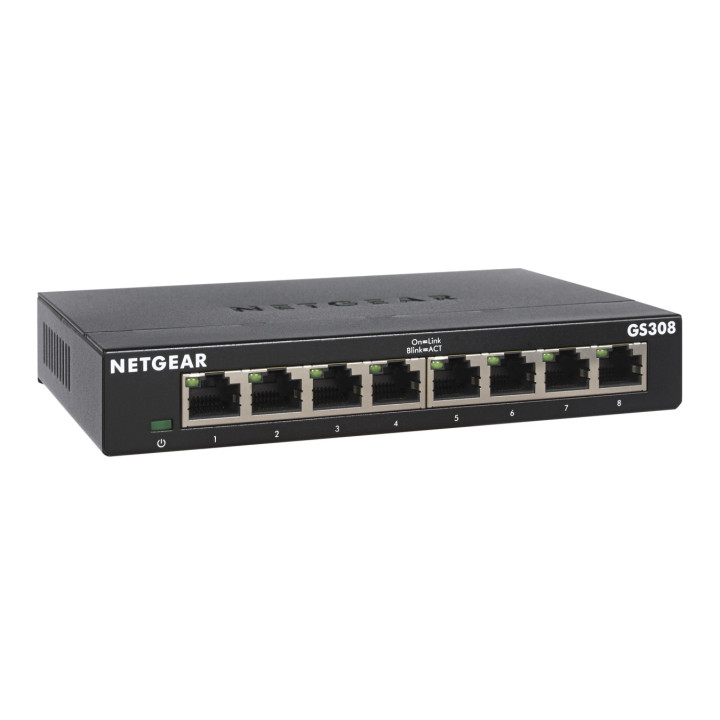 Netgear GS308-300PES comutador de rede Não-gerido L2 Gigabit Ethernet (10 100 1000) Preto