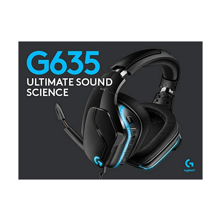 Logitech G G635 Conjunto de auscultadores e microfone acoplado Preto, Azul [981-000750]