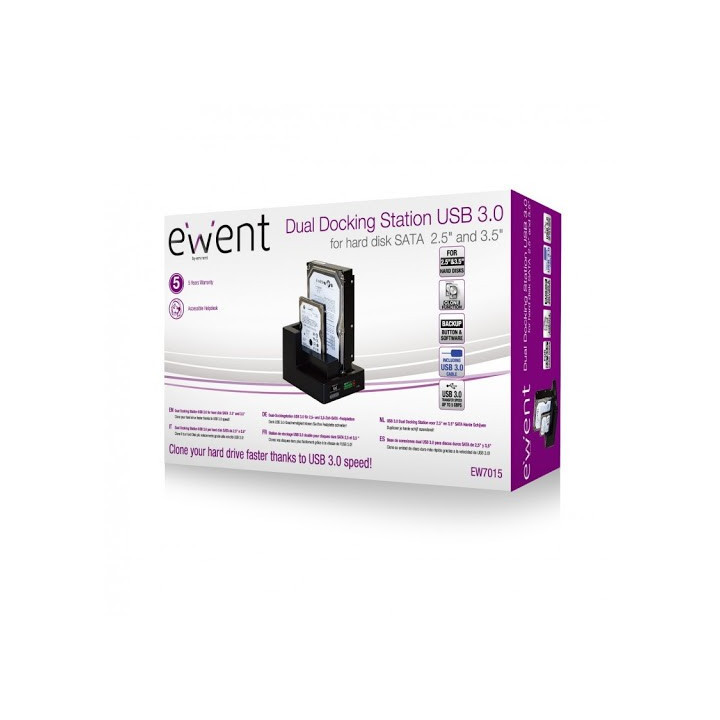 Ewent EW7014 Docking Station para Discos Rígidos Preto