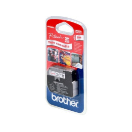 Brother Labelling Tape - 12mm, Red/White, Blister etiquetadora M