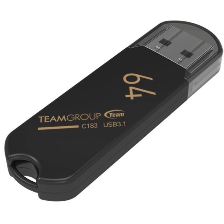 Team Group Pen Drive C183 64GB USB 3.1 Black - TC183364GB01