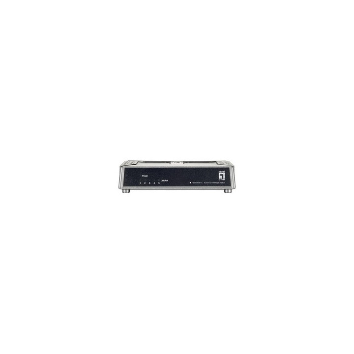 LevelOne FSW-0508TX Não-gerido Fast Ethernet (10 100) Preto, Cinzento