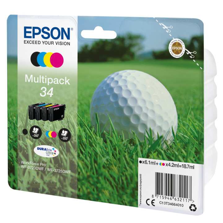 Epson Golf ball C13T34664010 tinteiro Original Preto, Ciano, Magenta, Amarelo Embalagem múltipla 1 peça(s)