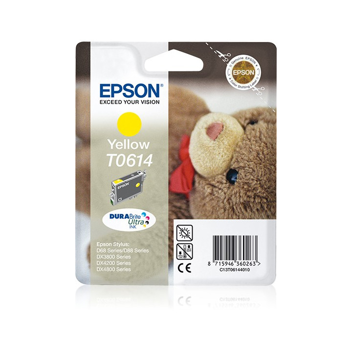 Epson Teddybear Tinteiro Amarelo T0614 Tinta DURABrite Ultra (c alarme RF+AM)