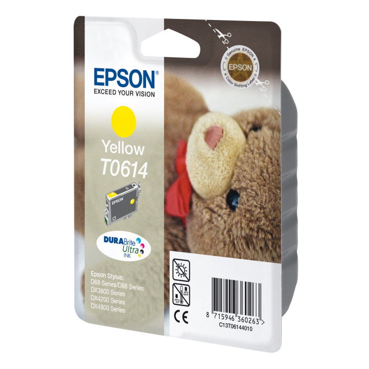 Epson Teddybear Tinteiro Amarelo T0614 Tinta DURABrite Ultra (c alarme RF+AM)