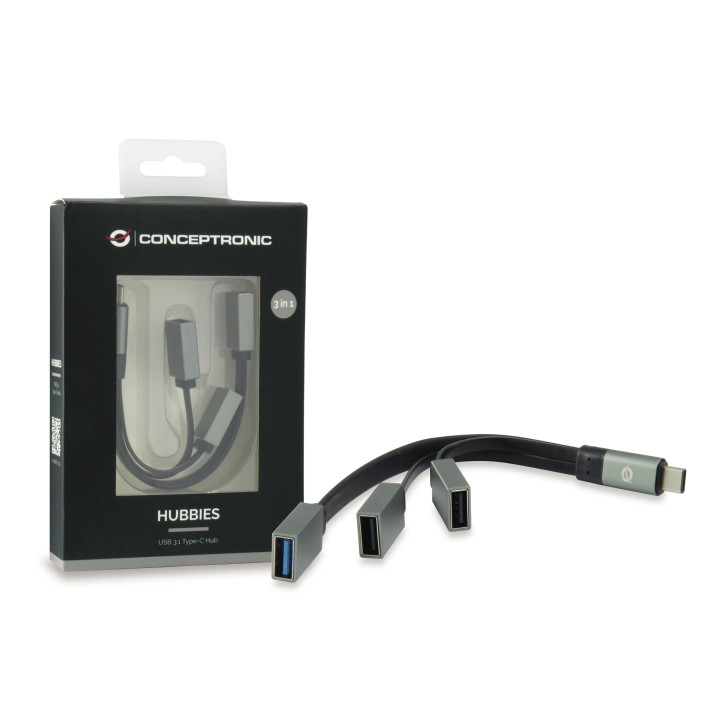 Conceptronic HUBBIES01G USB 3.2 Gen 2 (3.1 Gen 2) Type-C 5000 Mbit s Cinzento