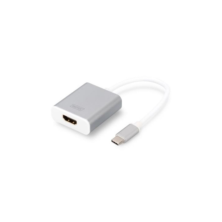 Digitus DA-70836 adaptador de cabo de vídeo 0,2 m USB Type-C HDMI Prateado