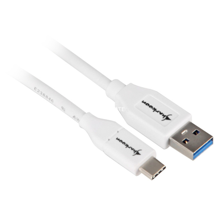 Sharkoon Cabo USB 3.1 (Gen. 2) USB A Macho / USB C Macho 1M Branco