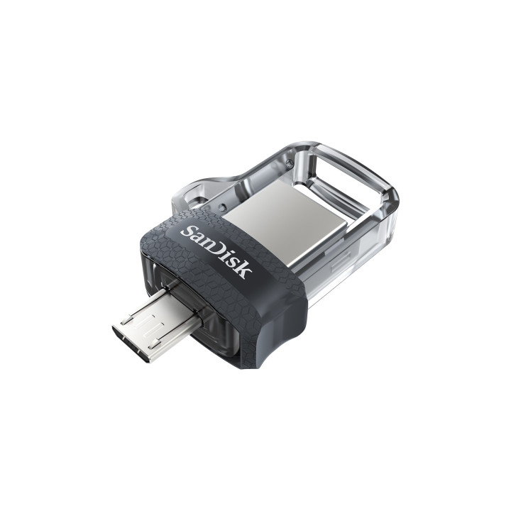 Sandisk Ultra Dual m3.0 unidade de memória USB 64 GB USB Type-A   Micro-USB 3.2 Gen 1 (3.1 Gen 1) Preto, Prateado, Transparente