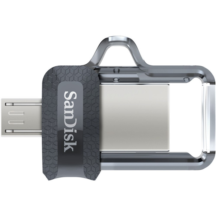 Sandisk Ultra Dual m3.0 unidade de memória USB 64 GB USB Type-A   Micro-USB 3.2 Gen 1 (3.1 Gen 1) Preto, Prateado, Transparente