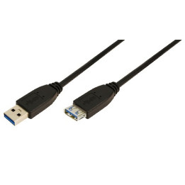 LogiLink 3m USB A - USB A 3.0 F M cabo USB 3.2 Gen 1 (3.1 Gen 1) Preto