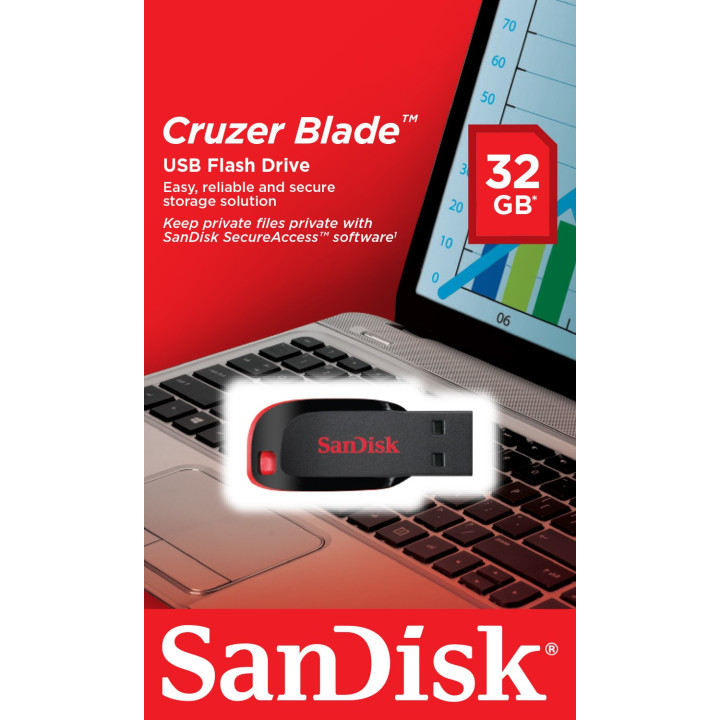 Sandisk Cruzer Blade unidade de memória USB 32 GB USB Type-A 2.0 Preto, Vermelho