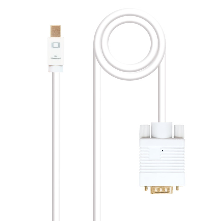 Nanocable 10.15.4102 adaptador de cabo de vídeo 2 m Mini DisplayPort VGA (D-Sub) Branco