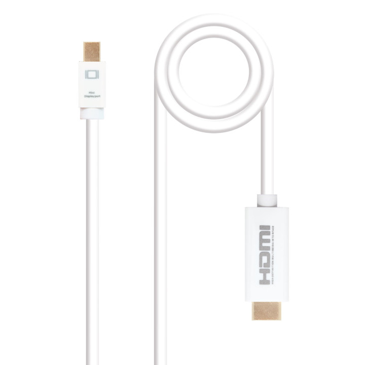 Nanocable 10.15.4002 adaptador de cabo de vídeo 2 m Mini DisplayPort HDMI Type A (Standard) Branco