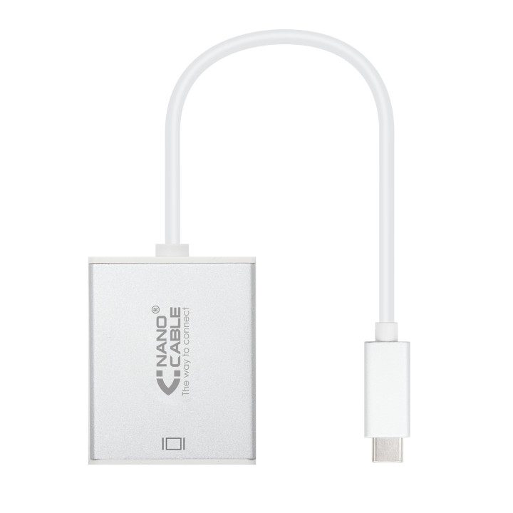 Nanocable 10.16.4101 adaptador de cabo de vídeo 0,1 m USB Type-C VGA (D-Sub) Prateado