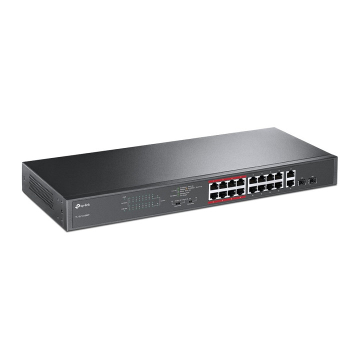 TP-LINK TL-SL1218MP Não-gerido Gigabit Ethernet (10 100 1000) Preto Apoio Power over Ethernet (PoE)