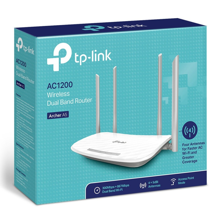 TP-LINK Archer A5 router sem fios Dual-band (2,4 GHz   5 GHz) Fast Ethernet Branco
