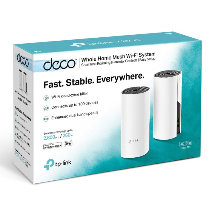 TP-LINK Deco M4(2-pack) router sem fios Dual-band (2,4 GHz   5 GHz) Gigabit Ethernet Preto, Branco