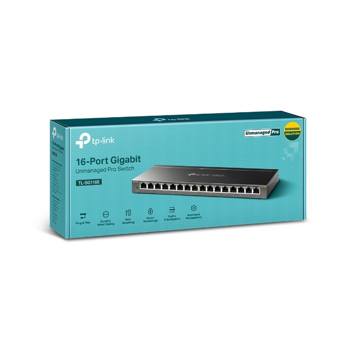 TP-LINK TL-SG116E Não-gerido Gigabit Ethernet (10 100 1000) Preto