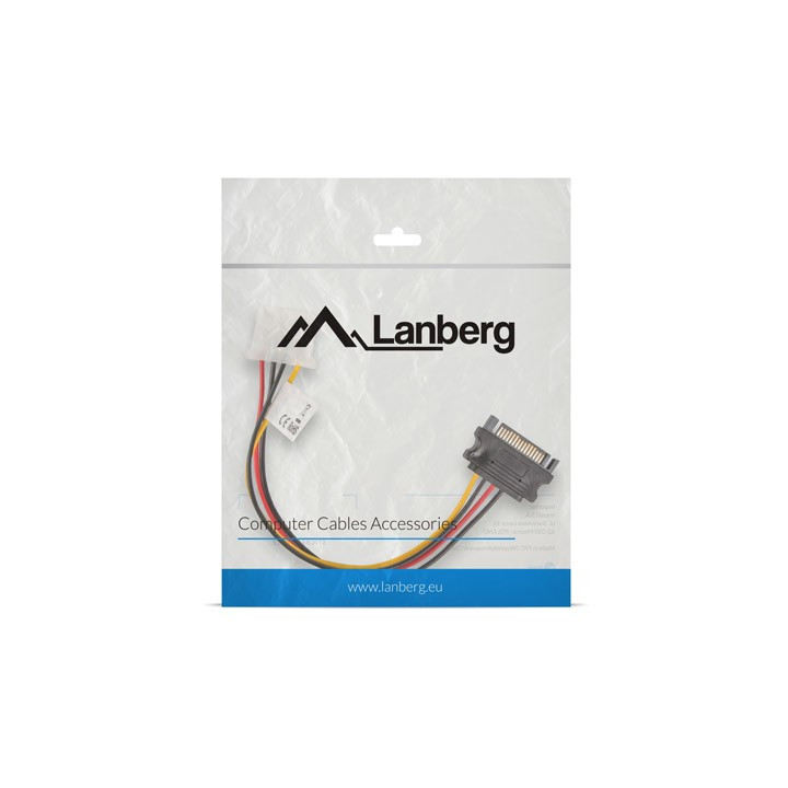 Lanberg CA-SAHD-10CU-0015 cabo SATA 0,15 m SATA 13-pin + Molex (4-pin) SATA 15-pin Preto, Vermelho, Amarelo