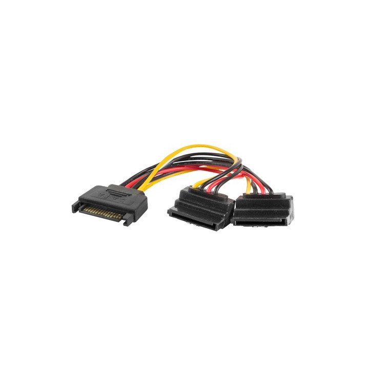 Lanberg CA-SASA-10CU-0015 cabo SATA 0,15 m SATA 15-pin 2 x SATA 15-pin Preto, Vermelho, Amarelo