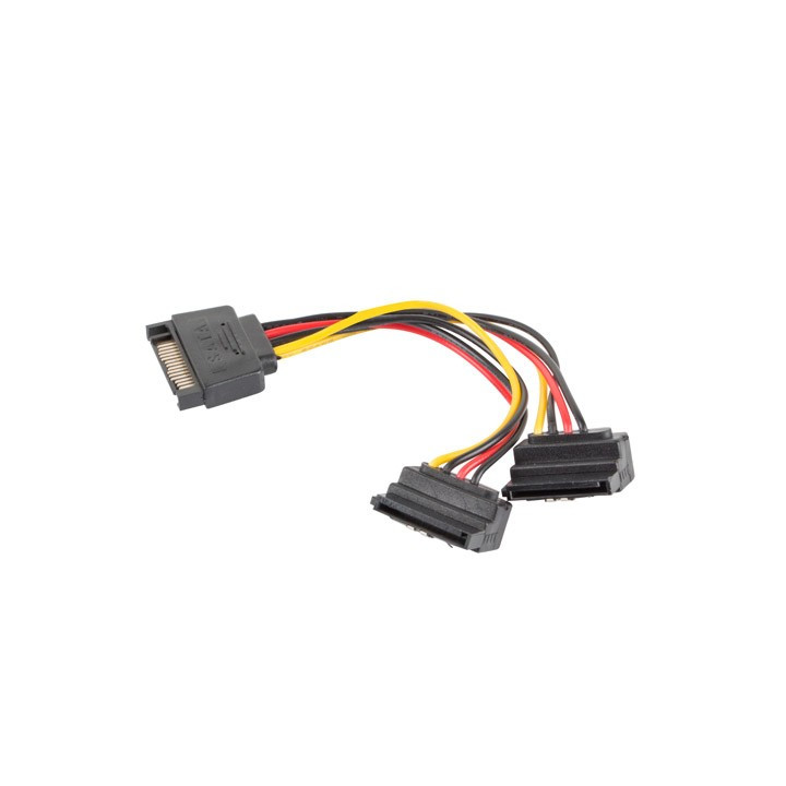 Lanberg CA-SASA-10CU-0015 cabo SATA 0,15 m SATA 15-pin 2 x SATA 15-pin Preto, Vermelho, Amarelo