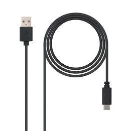 Nanocable USB 2.0, 1m cabo USB USB C USB A Preto