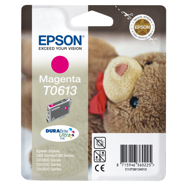 Epson Teddybear Tinteiro Magenta T0613 Tinta DURABrite Ultra (c alarme RF+AM)