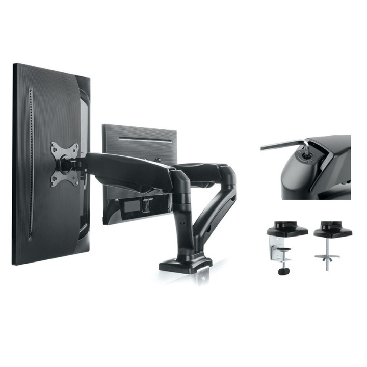 NAPOFIX Suporte de Mesa 13-27" 2xDisplays Rotativo 360 - DM3200