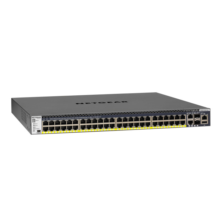 Netgear M4300-52G-PoE+ 550W PSU Gerido L2 L3 L4 Gigabit Ethernet (10 100 1000) Preto 1U Apoio Power over Ethernet (PoE)
